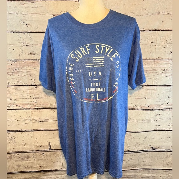SURF STYLE T-Shirt Blue w Graphic-Large - Picture 1 of 2